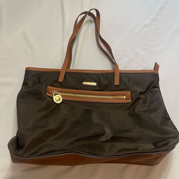 Michael Kors Brown Nylon Kempton Tote Purse - Picture 1 of 10
